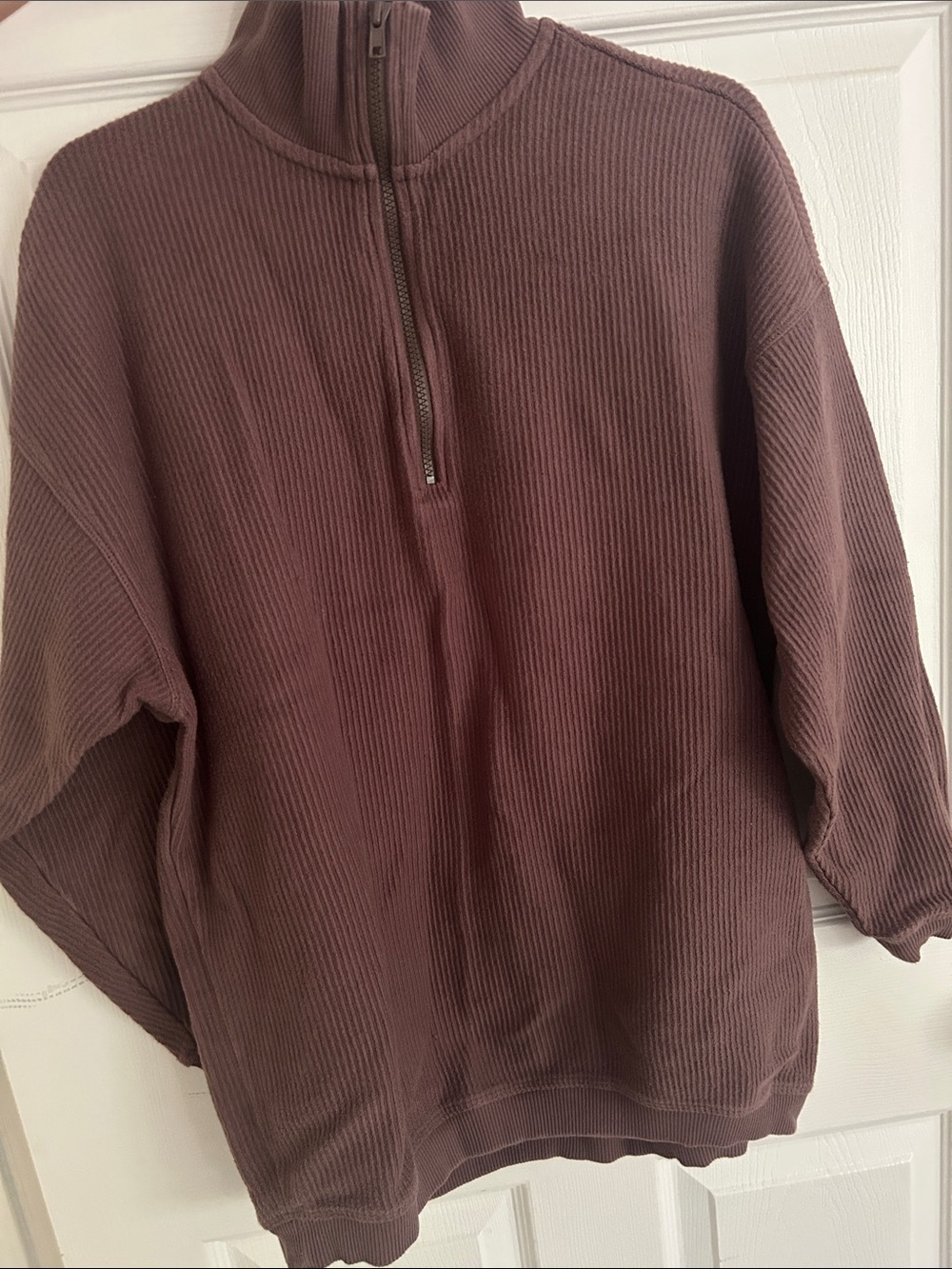 aerie Men's Ribbed Quarter-Zip Sweater - Brown